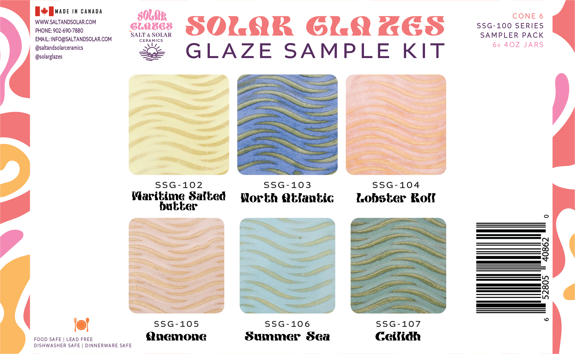 6 x 4 oz. Cone 6 Brushing Glaze Set